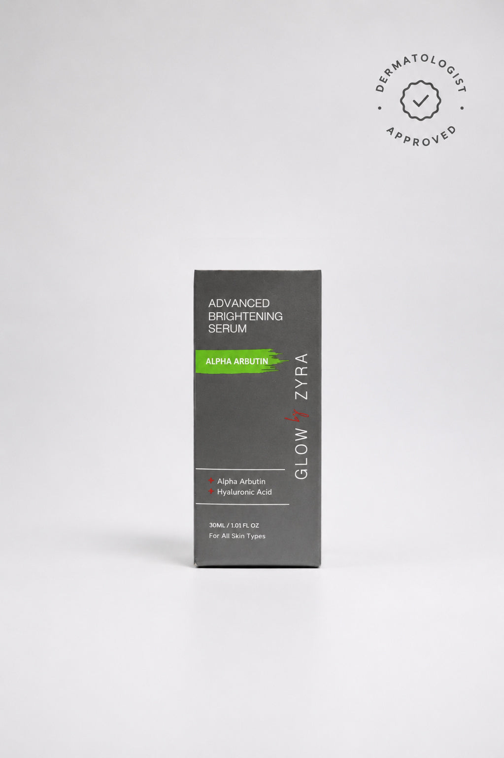 Glow Zyra Advanced Brightening Serum packaging on a white background