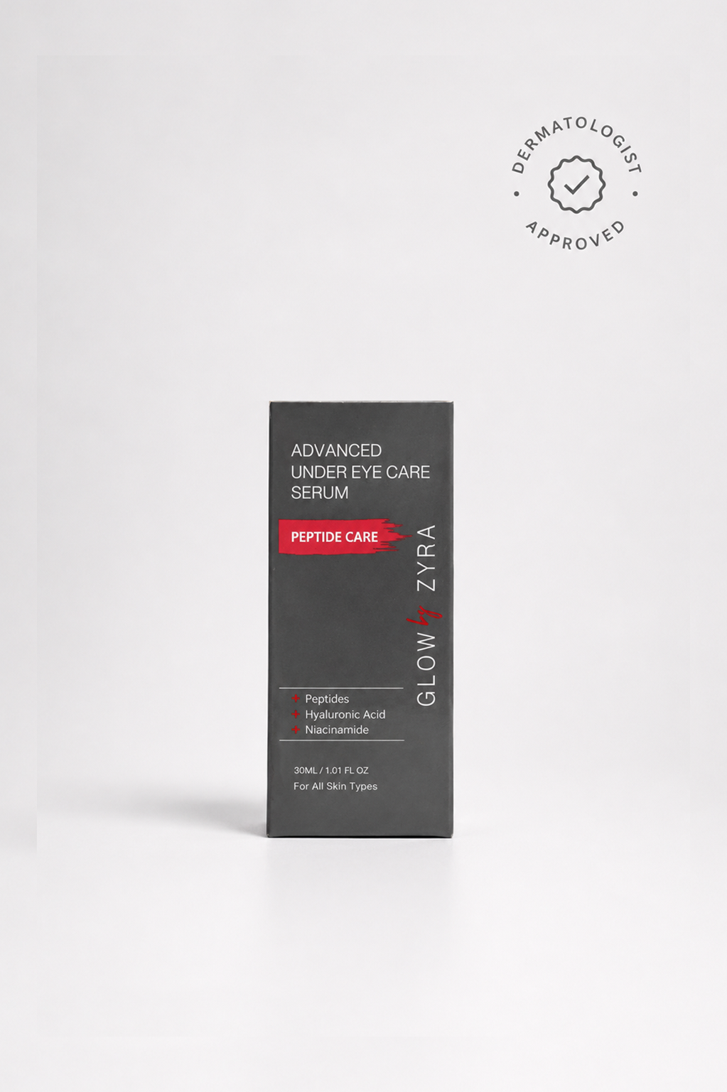 Glow by Zyra Advanced Under Eye Care Serum packaging on a white background